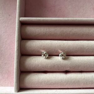 Elegant Silver Knot Stud Earrings
